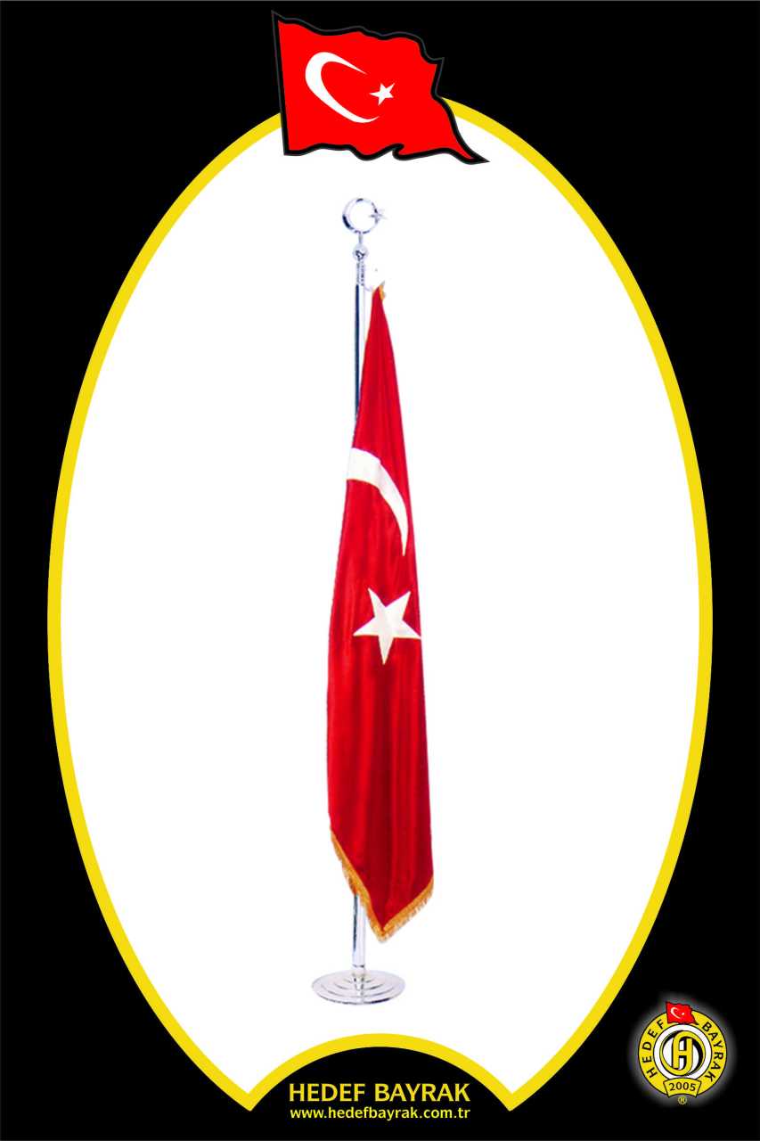 Çift Kat Simli 100x150 Krom Takım Türk Bayrağı Makam