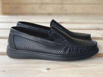 Deri-G Siyah Yılan Loafer 443SYH