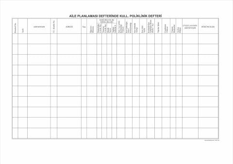 Aile Planlaması Poliklinik Defteri