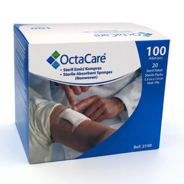 Octacare 7,5 cm*7,5 cm Steril Emici Kompres 100'lü