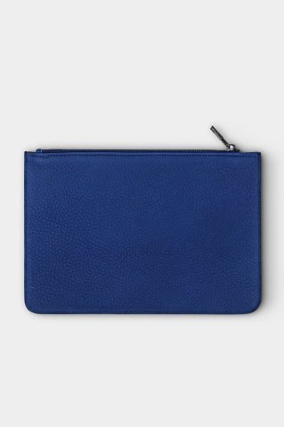 Mavi Küçük Boy Deri Clutch Çanta