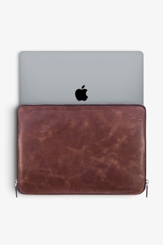 Vintage Kahverengi Hakiki Deri  MacBook Çantası