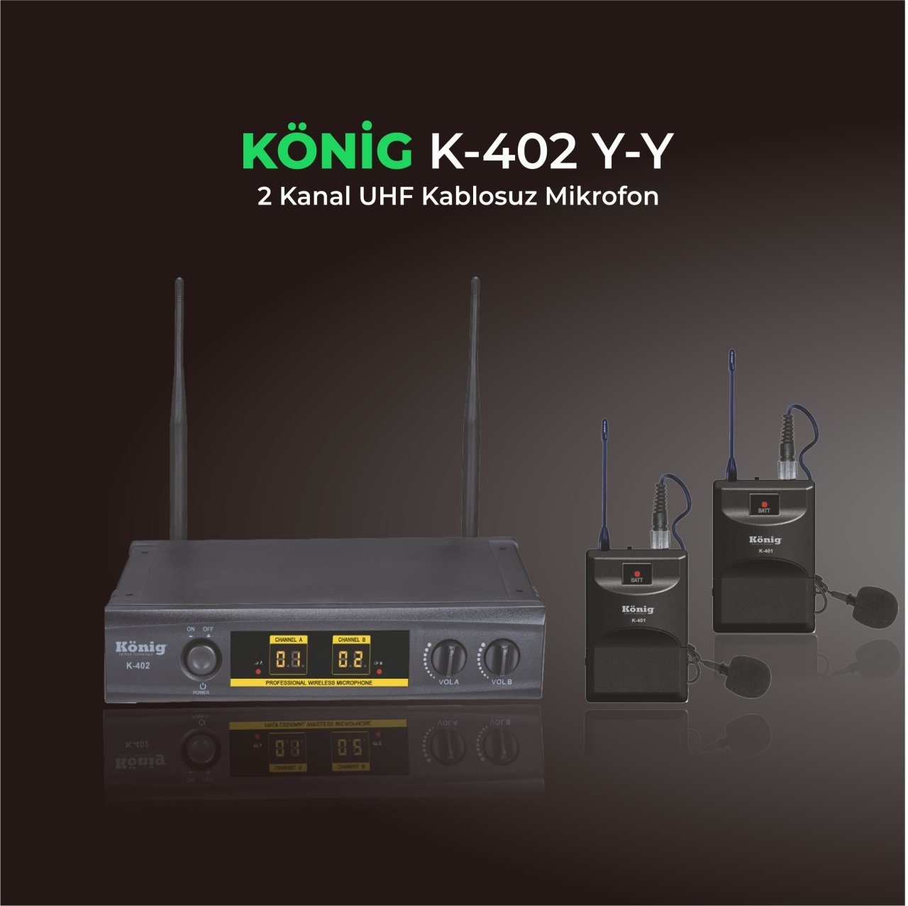 KÖNİG K-402 YY  İKİ YAKA TELSİZ MİKROFONU