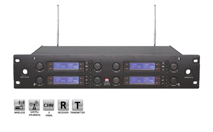 Roof R-8000 UHF Telsiz  Alıcı 8 Kanal 2 Anten