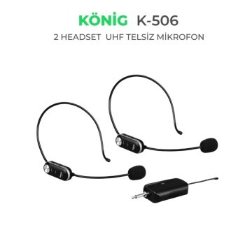 König K-506 Şarjlı Telsiz Kablosuz Çiftli Headset Kafa Mikrofon