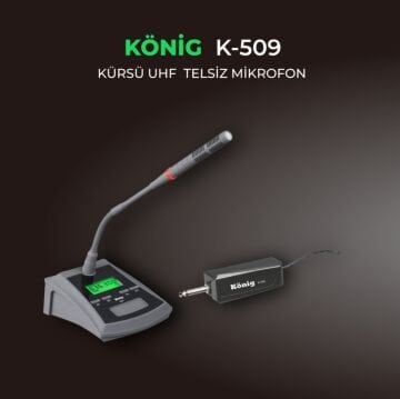König K-509 Şarjlı Telsiz Kablosuz Kürsü Masa Mikrofon