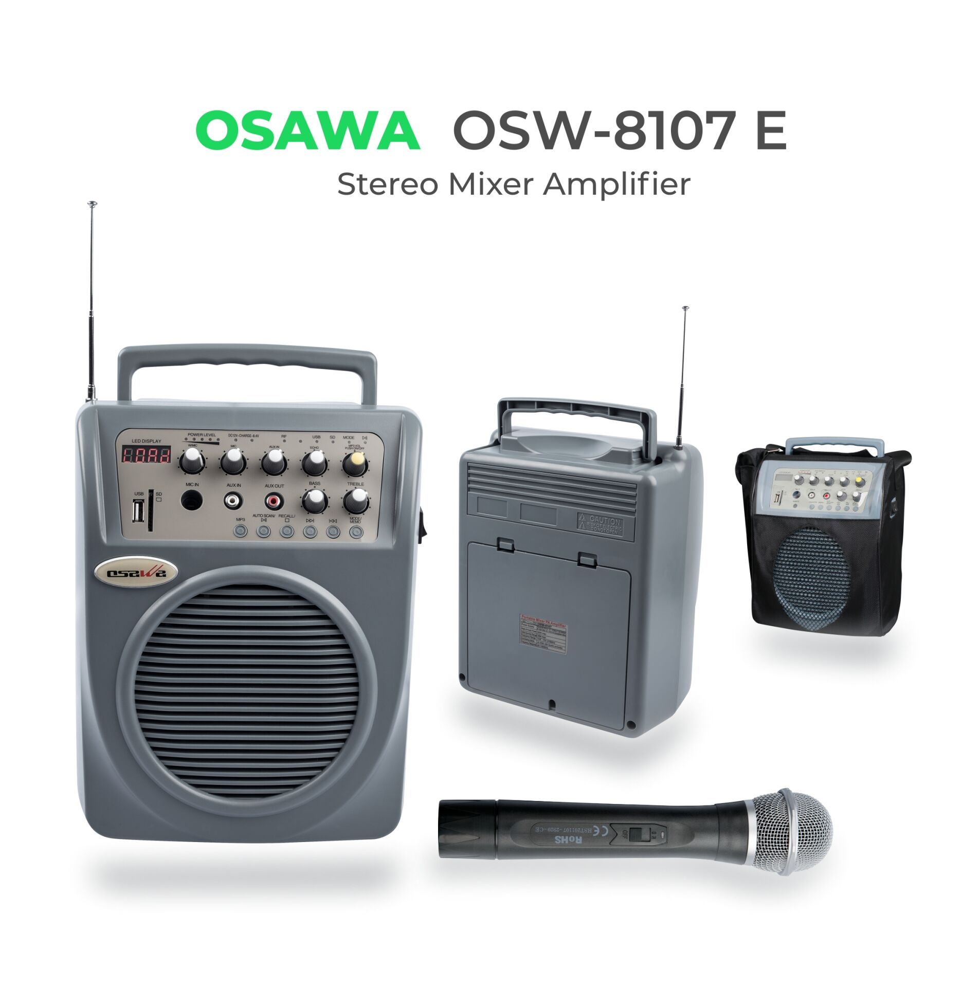 Osawa Osw-8107E Seyyar Portatif Şarjlı Anfi El Mikrofonlu