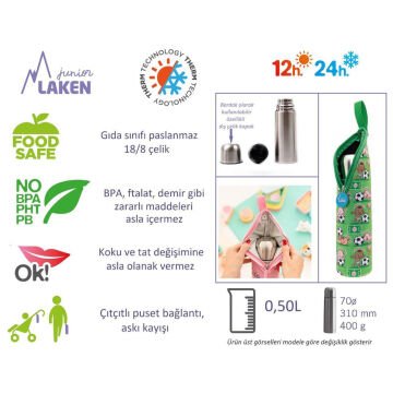 Laken Pichichi Kılıflı 0,50 Litre Paslanmaz Çelik Termos