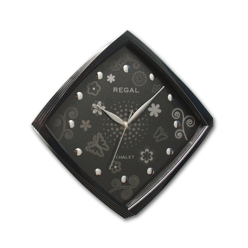 Regal 0434 BB Basamaklı Köşeli Çiçekli Kadran Duvar Saatı