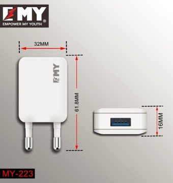 Emy My-223 ios Şarj Aleti USB Çıkışlı iphone 5/5s/5c/6/6s/7/7plus Telefonlarla Uyumlu