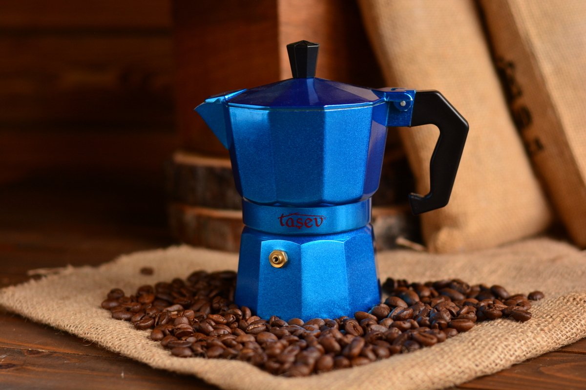 Taşev T1194 Piccolo Moka Pot 3 Fincan Mavi (alüminyum)