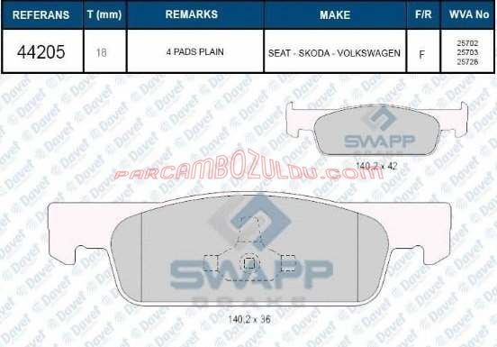 Ön Fren Balatası Clio IV-Logan II-Sandero II Dar - 410605612R