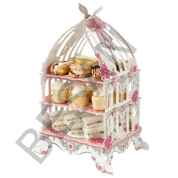 KARTON CUPCAKE STAND PEMBE KAFES MODELİ