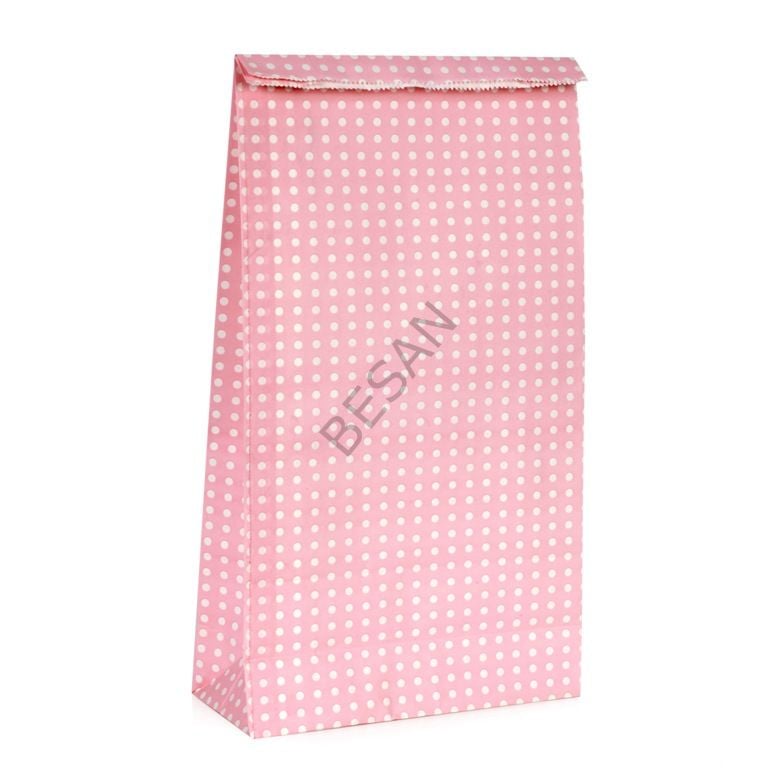 KAĞIT HEDİYE/KURABİYE PAKETİ - 25*15*16CM PEMBE PUANTİYE 10 ADET / PAKET