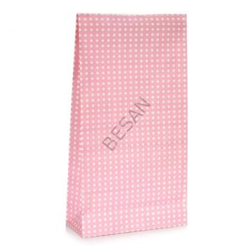 KAĞIT HEDİYE/KURABİYE PAKETİ - 25*15*16CM PEMBE PUANTİYE 10 ADET / PAKET