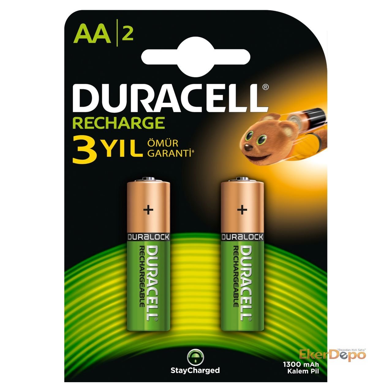 DURACELL ŞARJLI KALEM PİL (AA) 1300 MAH  2'Lİ