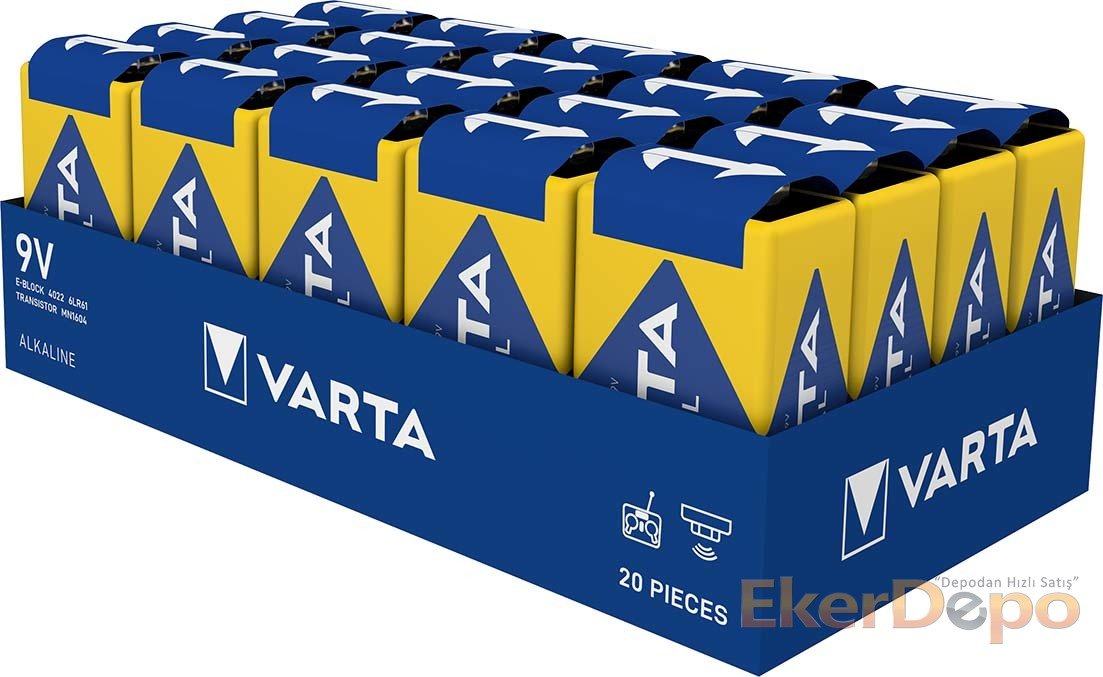 VARTA İNDUSTRİAL ALKALİN 9V PİL 20'Lİ