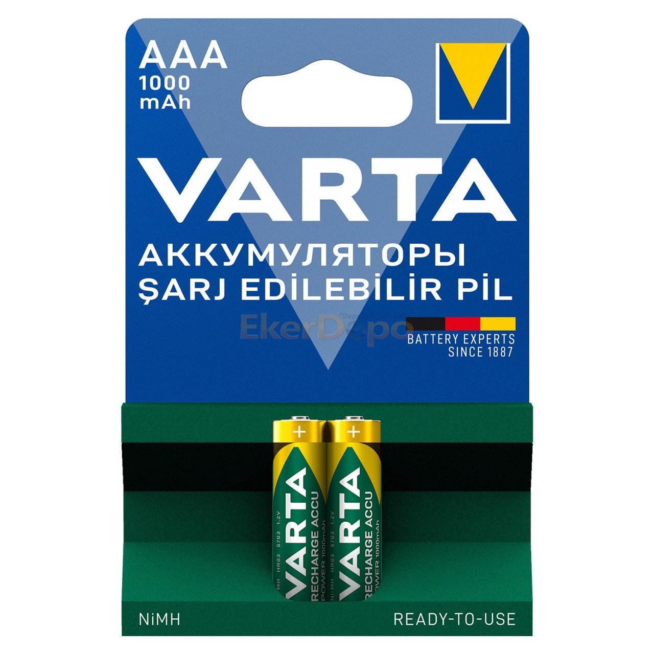 VARTA ŞARJ EDİLEBİLİR İNCE PİL (AAA) 1000mAh 2'li