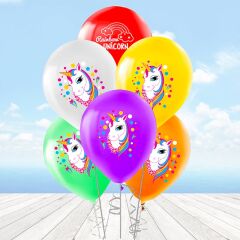 Balon Standlı, 7 Adet - Unicorn Rainbow Balon