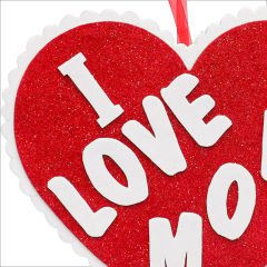 I Love MoM Simli Eva Sarkıt Kalp SüS - 32 cm