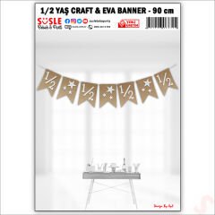 1/2 Yarım Yaş Yıldızlı Kraft Karton Banner, 90cm