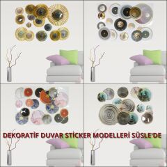 3 Boyutlu Dekoratif Duvar Sticker Seti, Altın