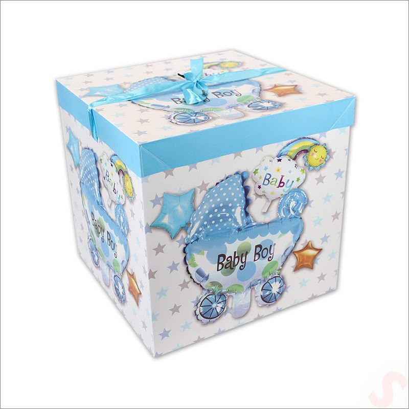 Kapaklı, Katlanır Demonte Karton Kutu, 30cm - Puset & Mavi