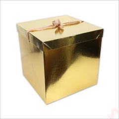 Kapaklı, Katlanır Demonte Karton Kutu, 30cm - Metalik Altın