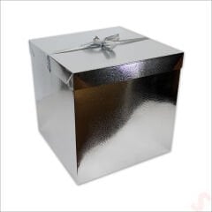 Kapaklı, Katlanır Demonte Karton Kutu, 30cm - Metalik Gümüş