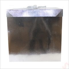 Kapaklı, Katlanır Demonte Karton Kutu, 30cm - Metalik Gümüş