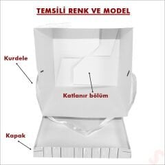 Kapaklı, Katlanır Demonte Karton Kutu, 30cm - Metalik Gümüş