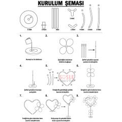 Kalp Balon Standı - 155cm x 65cm (Balonlar Hariç)