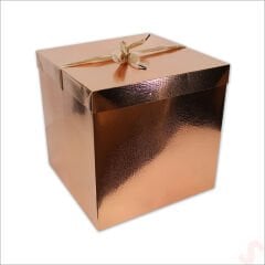 Kapaklı, Katlanır Demonte Karton Kutu, 30cm - Metalik Bakır