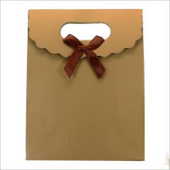 El Geçmeli Karton Çanta 38 x 27 x 15 cm, Mat Altın - 1 Adet