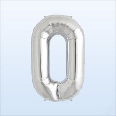 0 Yaş Rakam Gümüş Folyo Balon - 76 cm