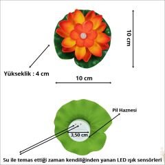 Suda Yüzen Nilüfer Çiçeği Pilli Led MuM - Turuncu