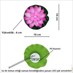 Suda Yüzen Nilüfer Çiçeği Pilli Led MuM - Pembe, 3 Adet