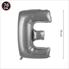 E Harf Gümüş Folyo Balon - 76 cm