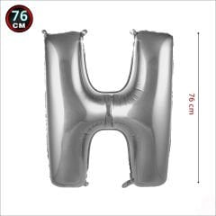 H Harf Gümüş Folyo Balon - 76 cm