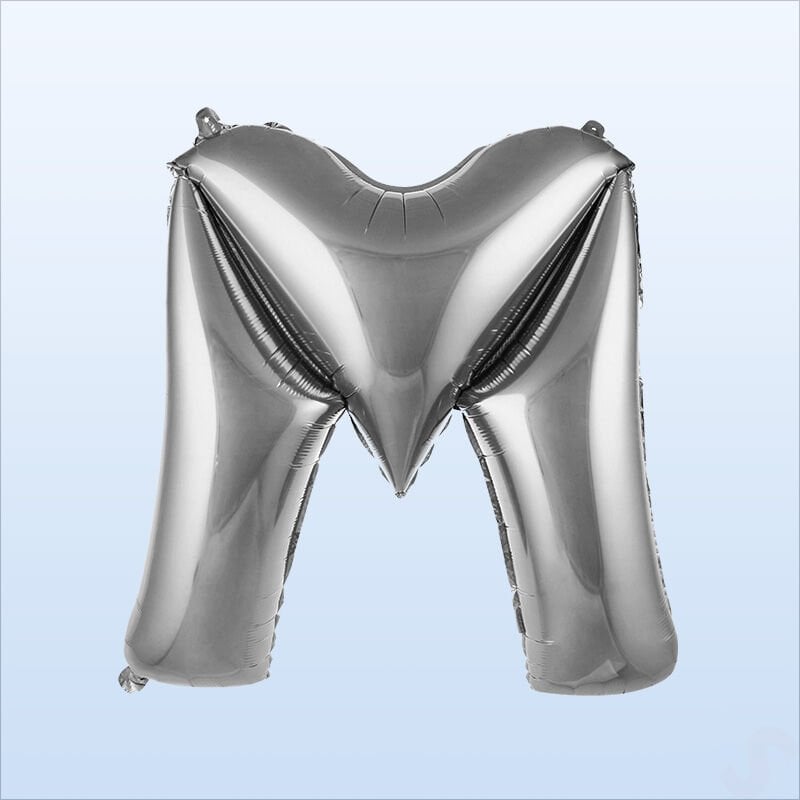 M Harf Gümüş Folyo Balon - 76 cm