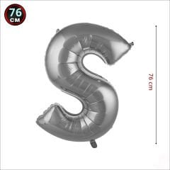 S Harf Gümüş Folyo Balon - 76 cm