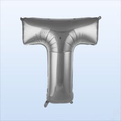T Harf Gümüş Folyo Balon - 76 cm