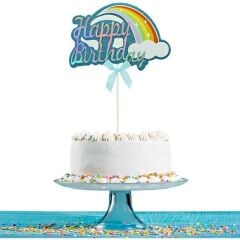 Hologram Pasta Süsü Kek Çubuğu, 22 x 14,5 cm - Mavi