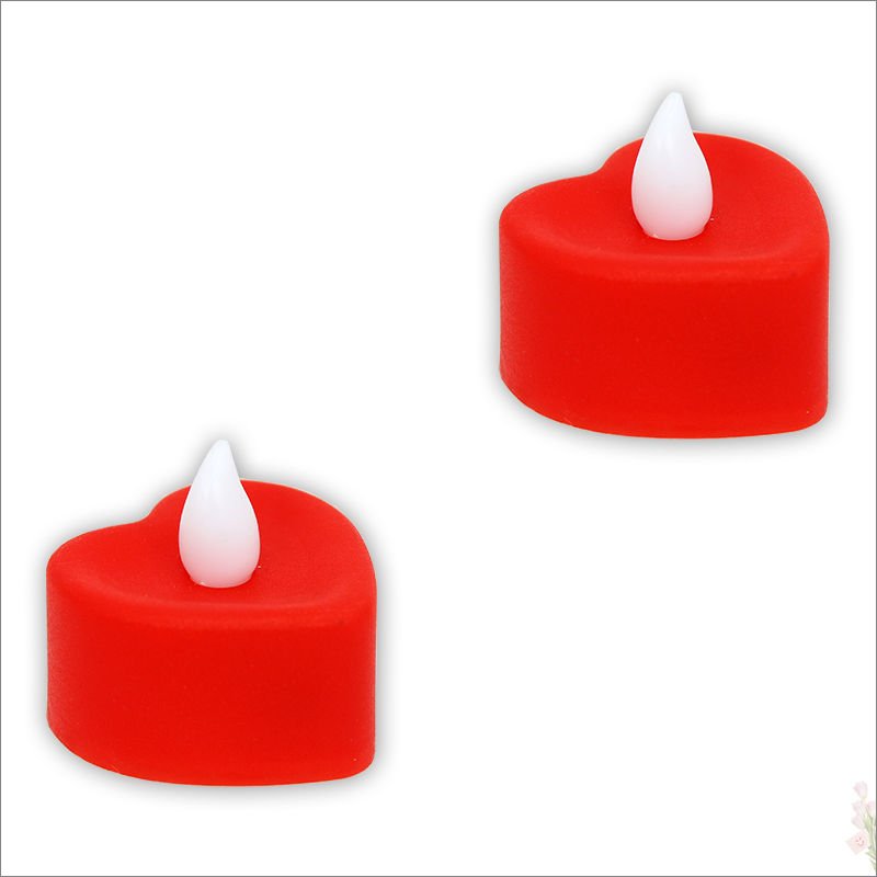 Led Işıklı Pilli Tealight Kalp MuM, 4x2cm Sarı Işık - 2 Adet