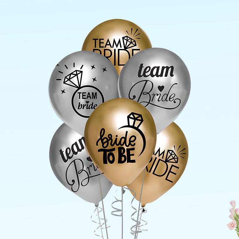 Team Bride Metalik Altın ve Gümüş Renkli Balon, 30cm x 8 Adet