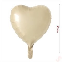 Kalp Folyo Balon, 45cm - Bej