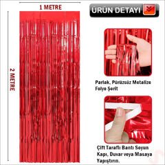 Kapı, Duvar ve Arka Fon Saçaklı Perde 1mt x 2mt - Kırmızı