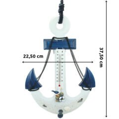 Marin Dekoratif Çapa, Termometreli, 37 cm