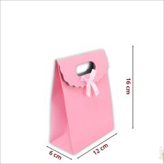 El Geçmeli Karton Çanta 16 x 12 x 6 cm, Pembe - 1 Adet