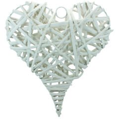Dekoratif Hasır Kalp, 30 x 25 x 6 cm - Beyaz